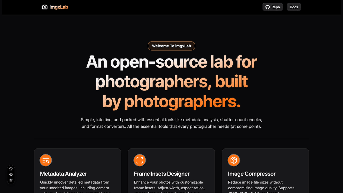 imgxLab - An open-source lab for photographers, built by photographers.