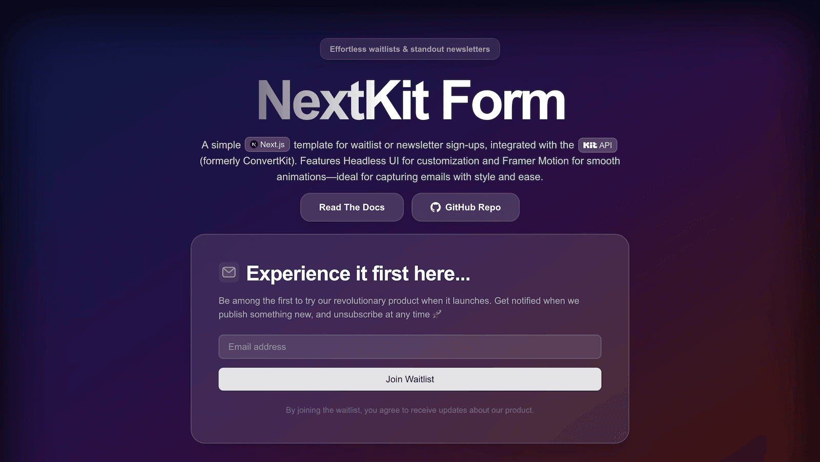 NextKit Form - A Waitlist & Newsletter Powered By KIT API