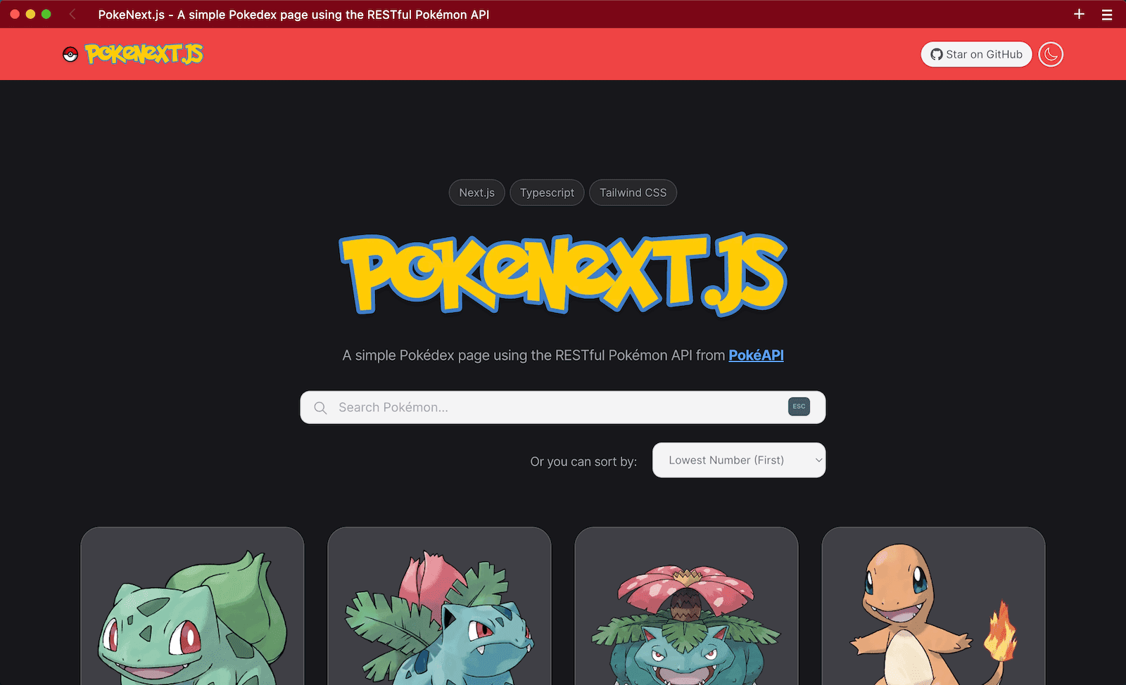 PokeNext.js - A Simple Pokédex Page