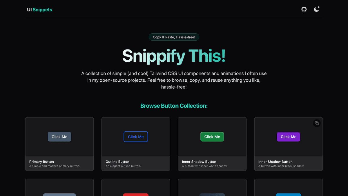 Snippify This! - A Tailwind CSS UI Snippets Collection